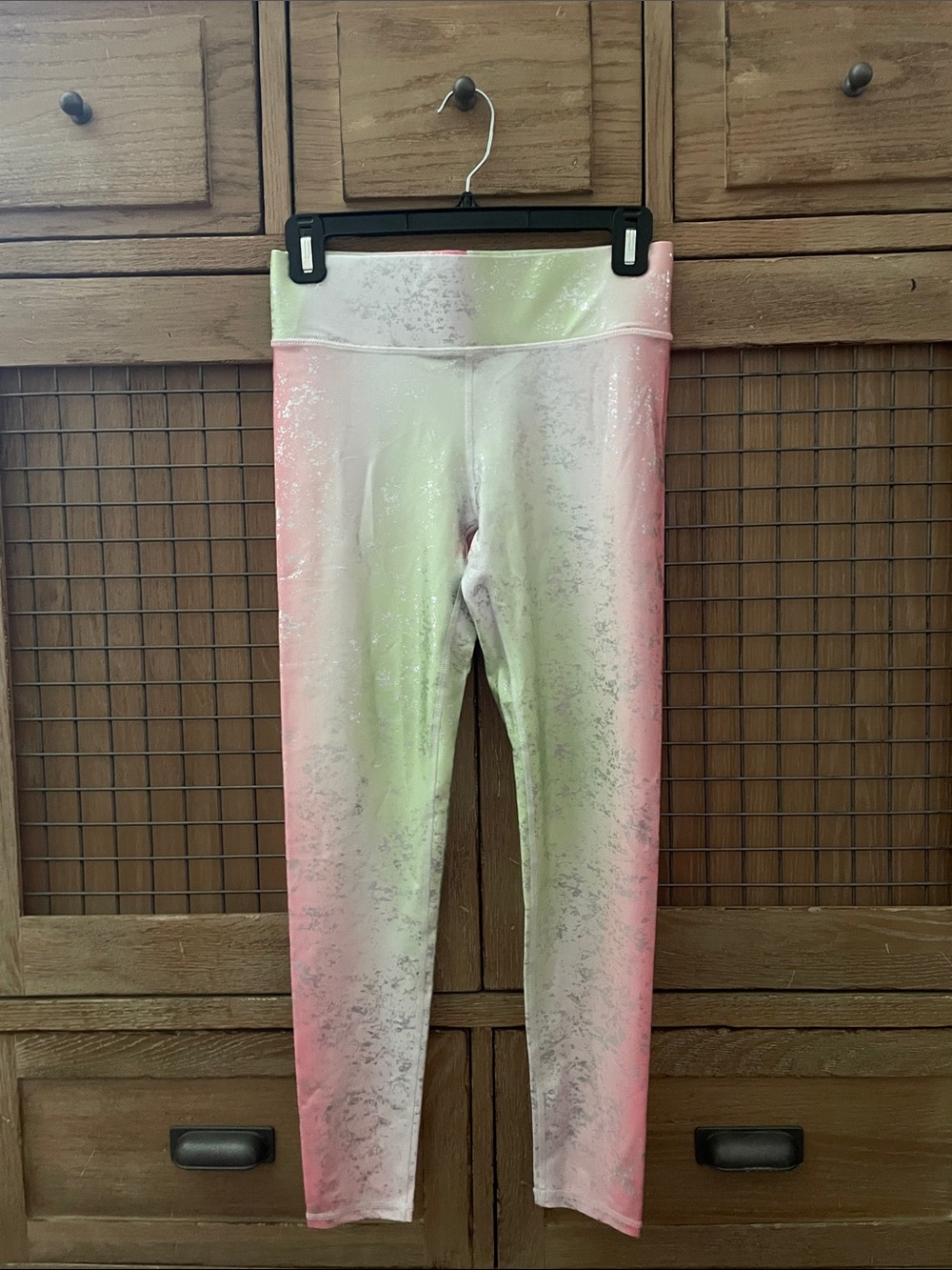 Terez leggings orange and lime green foil